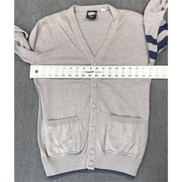 Preppy Varsity Stripe Cardigan BDG Women S Gray Button Up Collegiate Knit - Picture 7 of 10